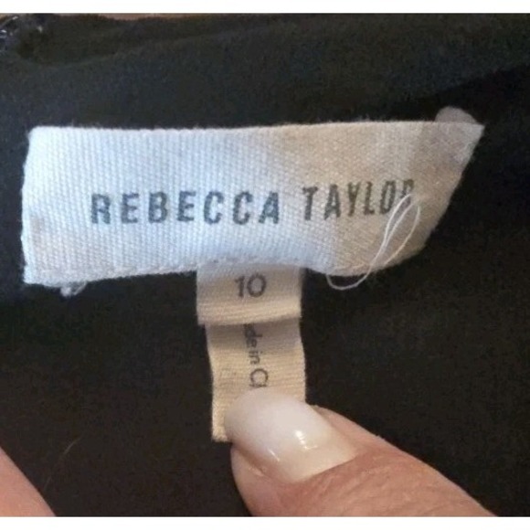 Rebecca‎ Taylor Midi Dress Black Ruffle Jacquard Velvet Floral SZ 10 Retail $730 - Picture 13 of 15